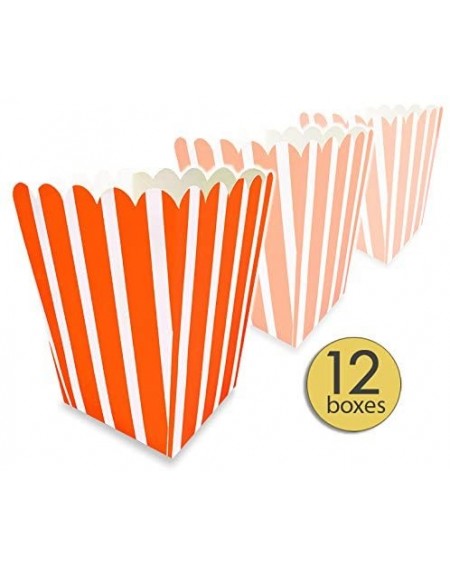 Party Packs 12 Pk - Orange Popcorn Boxes Colorful - Small - Striped Popcorn Boxes - Candy Containers - Favor Boxes - Carnival...