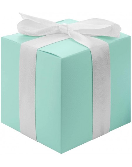 Favors Gift Favor Tuck Boxes- Diamond Blue- 3 x 3 x 3 Cube Favor Box with Satin Ribbon Bulk 50-Pack- Party Favor Gift Box for...