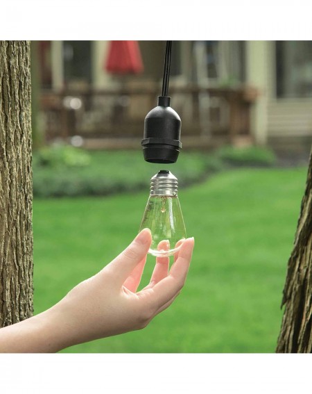Outdoor String Lights 11W S14 Bulb Incandescent Weatherproof Outdoor String Lights- 24 feet- Black - C018UNS0LMI $16.95