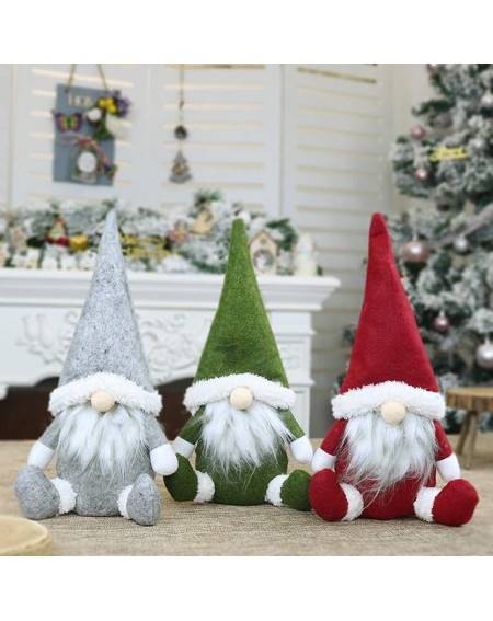 Ornaments 3 Pcs Christmas Gnome Decoration- 12 Inch Swedish Santa Figurines Nordic Plush Christmas Table Ornament Kids Birthd...