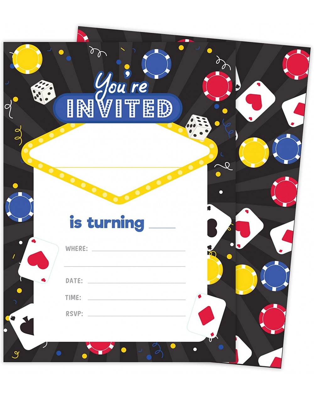 Invitations Casino 2 Invitations (25 ct.) Invite Cards Happy Birthday Invitations Invite Cards With Envelopes and Seal Sticke...