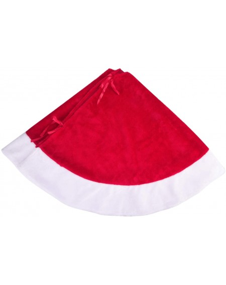 48 Inch Large Red and White Velvet Plush Christmas Tree Skirt - C318WYXT685
