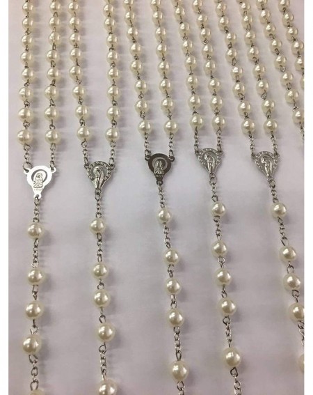 Favors 12 X Wholesale Bulk Rosary Long Faux Pearl Rosary Chain for Baptism - Wedding - Religious Favor and Your Choice of Gif...