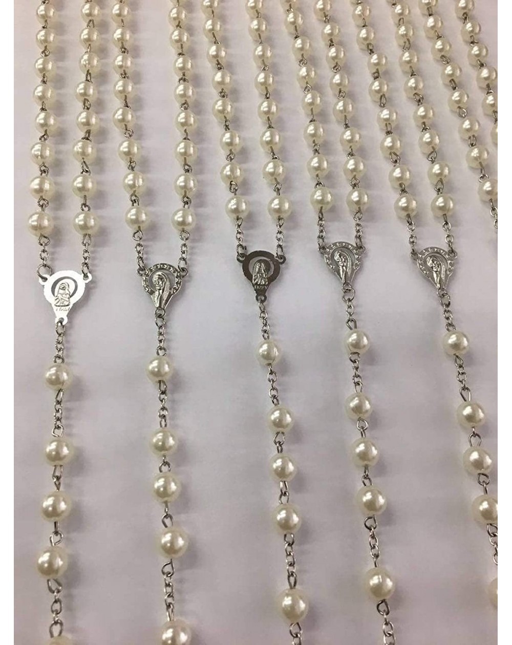 Favors 12 X Wholesale Bulk Rosary Long Faux Pearl Rosary Chain for Baptism - Wedding - Religious Favor and Your Choice of Gif...