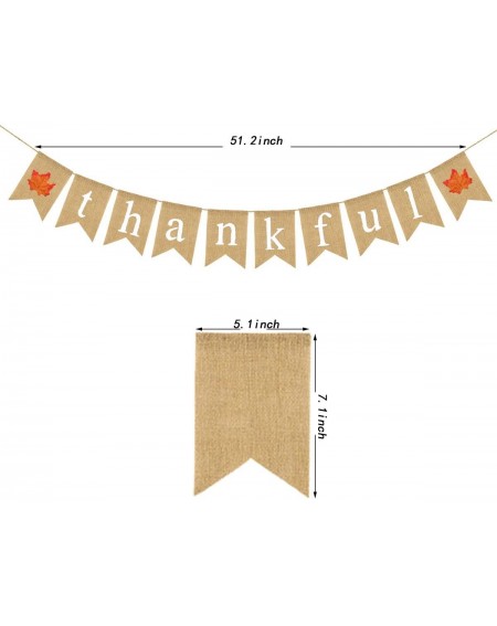 Banners & Garlands Thankful Burlap Banner - Thanksgiving Burlap Banner - Maple Leaf Burlap Banner - Fall Party Decorations (A...