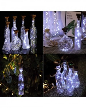 Indoor String Lights 10 Pack Solar Powered Wine Bottle Lights with Cork- 20 LED Unique Square Bottle Cork Fairy String Lights...