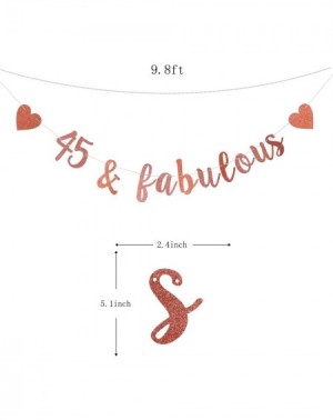 Banners & Garlands 45 & Fabulous Banner- Rose Gold Glitter Bunting Sign for Happy 45th Birthday-Hello 45- Cheer to 45 Years O...