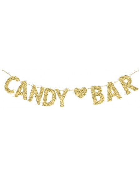 Banners & Garlands Candy Bar Banner- Gold Gliter Paper Sign Decors for Birthday/Wedding/Engagement Party - CX18E3DI99O $22.22
