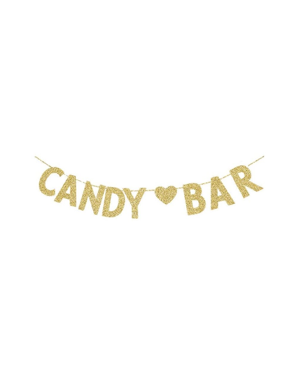Banners & Garlands Candy Bar Banner- Gold Gliter Paper Sign Decors for Birthday/Wedding/Engagement Party - CX18E3DI99O $19.16