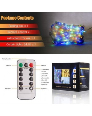 Outdoor String Lights Curtain Lights- 8 Modes Fairy Lights String with Remote Controller- IP64 Waterproof- USB Plug in Twinkl...
