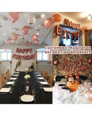 Balloons Rose Gold Birthday Party Decoration- Happy Birthday Banner- Rose Gold Fringe Curtain- Foil Tablecloth- Heart Star Fo...