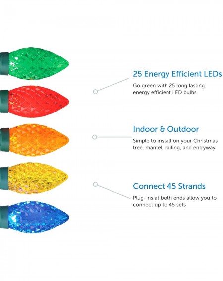 Indoor String Lights C9 LED Christmas Lights - 50 Multi-Color Bulbs - 33.3 Ft. String Light - UL Certified - Indoor & Outdoor...
