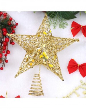 Tree Toppers Glittered Christmas Tree Topper Metal Christmas Treetop Hallow Wire Star Topper for Christmas Home Decoration (8...