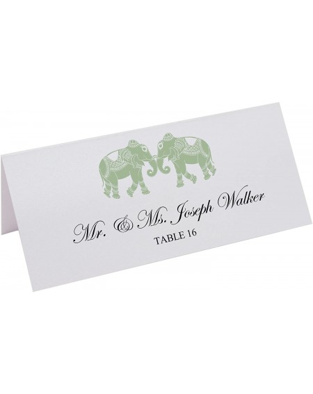 Place Cards & Place Card Holders Indian Elephants Place Cards- Sage- Set of 30- Pre-Cut and Scored - Perfect for Wedding- Par...