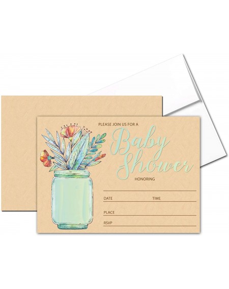 Invitations Baby Shower Invites - 25 Baby Boy Shower Invites & Envelopes (Floral Jar Blue) - Floral Jar Blue - CY18SRXEMAY $1...