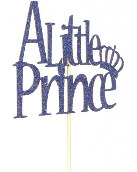 Cake & Cupcake Toppers Gold Glitter A Little Prince Cake Topper for Baby Shower/Baby Boy First Birthday/Little Man Gender Rev...