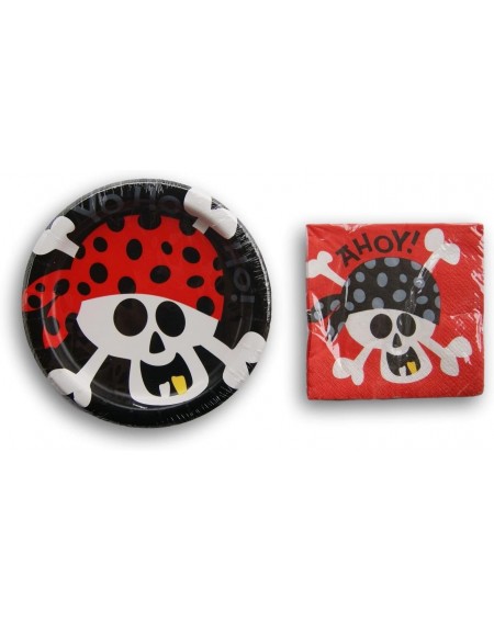 Party Packs Pirate Party Supply Kit - Beverage Napkins and Dessert Plates - CH187D76I6Q $10.33