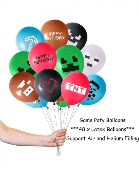 Balloons 48PCS Video Game Party Balloons 12 inch Gaming Birthday Balloons for Miner Gamer Party Favors- 12 Different Patterns...