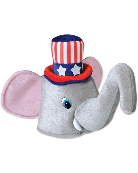 Favors Plush USA Patriotic Elephant Hat 4th Of July Party Supplies Costume Accessory- One Size- Gray/Pink/Red/White/Blue - C2...