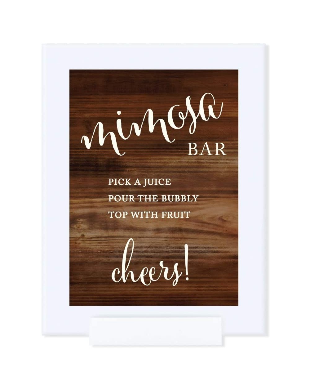 Banners & Garlands Wedding Framed Party Signs- Rustic Wood Print- 5x7-inch- Build Your Own Mimosa Sign Pick a Juice- Pour Cha...