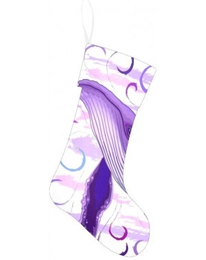 Stockings & Holders Watercolor Purple Whale Christmas Stocking for Family Xmas Party Decoration Gift 17.52 x 7.87 Inch - Mult...