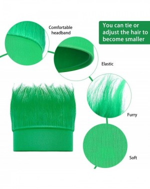Party Hats 4 Pieces Hairy Headband Crazy Hair Wig Headband Accessory for Cosplay Sports-Christmas Party(Green) - Green - C418...