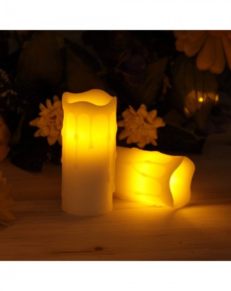 Candles Flameless Small Real Wax Votive Led Candle -Battery Operated Remote Control Dripping Candle for Dinner- Wall Holder-H...