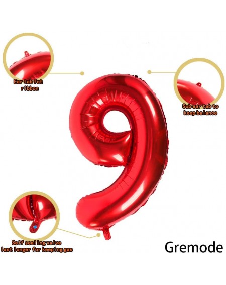 Balloons Red Number 9 Balloons-40 Inch Birthday Number Balloon Decorations Supplies Helium Foil Mylar Digital Balloons - Red ...