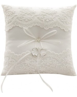 Ceremony Supplies Lace Pearl Wedding Ring Pillow Cushion Bearer 8.26 Inch For Beach wedding - C2183LAIOCK $24.44