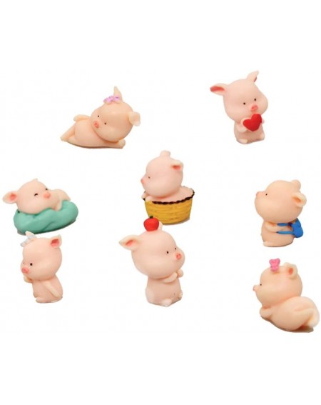 Cake & Cupcake Toppers 8 pcs (1 set) Kawaii Animal Pig Characters Toys Mini Figure Collection Playset- Cake Topper- Plant- Au...