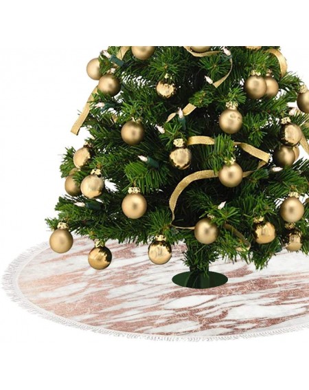 Tree Skirts Chic Elegant White and Rose Gold Marble Pattern Christmas Tree Skirt with Tassel-36 in Trees Skirts Matfor Tree X...