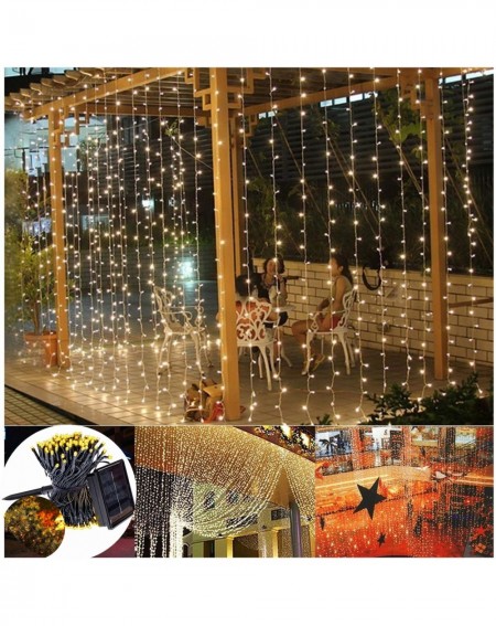 Outdoor String Lights Solar Curtain Lights for Bedroom Parties Wedding-6.6ft x 6.6ft-8 Mode-200 LED Wall Window Backdrop Deco...