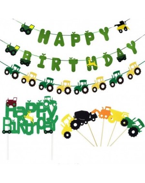 Banners 50 Pieces Farm Tractor Theme Party Decorations include Tractor Happy Birthday Banner Tractor Garland Cupcake Toppers ...