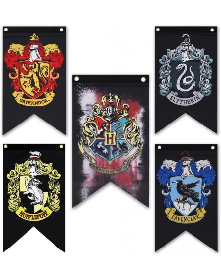 Banners & Garlands Harry Potter Hogwarts House Banners - House Party Flags Complete 5pcs Set Collection - Gryffindor- Slyther...