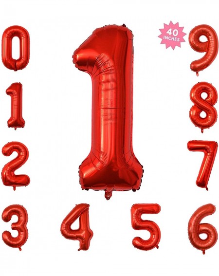 Balloons 40 Inch Red Jumbo Digital 1 Number Balloons Huge Giant Balloons Foil Mylar Number Balloons for Birthday Party-Weddin...
