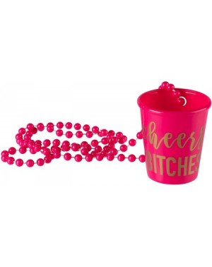 Adult Novelty 6-Pack Cheers Btches and Future Mrs Bachelorette Shot Glass Necklace - Hot Pink and White with Gold Foil Bridal...
