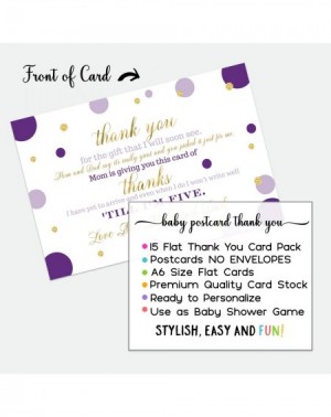 Invitations Purple and Gold Baby Postcard Thank You (15 Pack) Eco-Friendly- Cards Only - Girls Little Mermaid Princess - Flat...