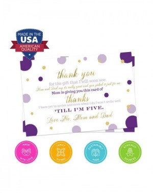 Invitations Purple and Gold Baby Postcard Thank You (15 Pack) Eco-Friendly- Cards Only - Girls Little Mermaid Princess - Flat...