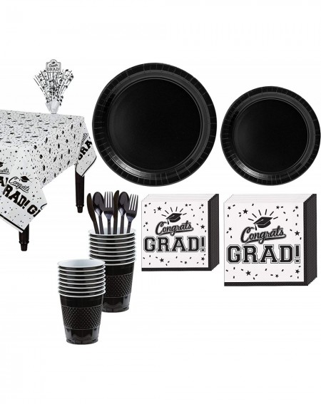 Party Packs Congrats Grad White 2020 Graduation Decorations and Supplies for 18 Guests with Plates- Napkins and More - White ...