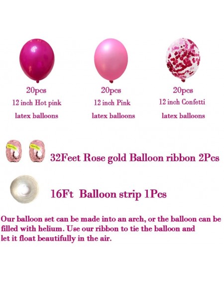 Balloons Hot Pink and Baby Pink Balloons 12 inch Premium Latex Confetti Balloons & 64 ft Ribbon - Pink Party Decorations Supp...