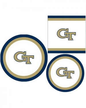 Party Packs Georgia Tech Yellow Jackets Party Supply Pack - Bundle Includes Paper Plates and Napkins for 10 Guests - CM18U67U...