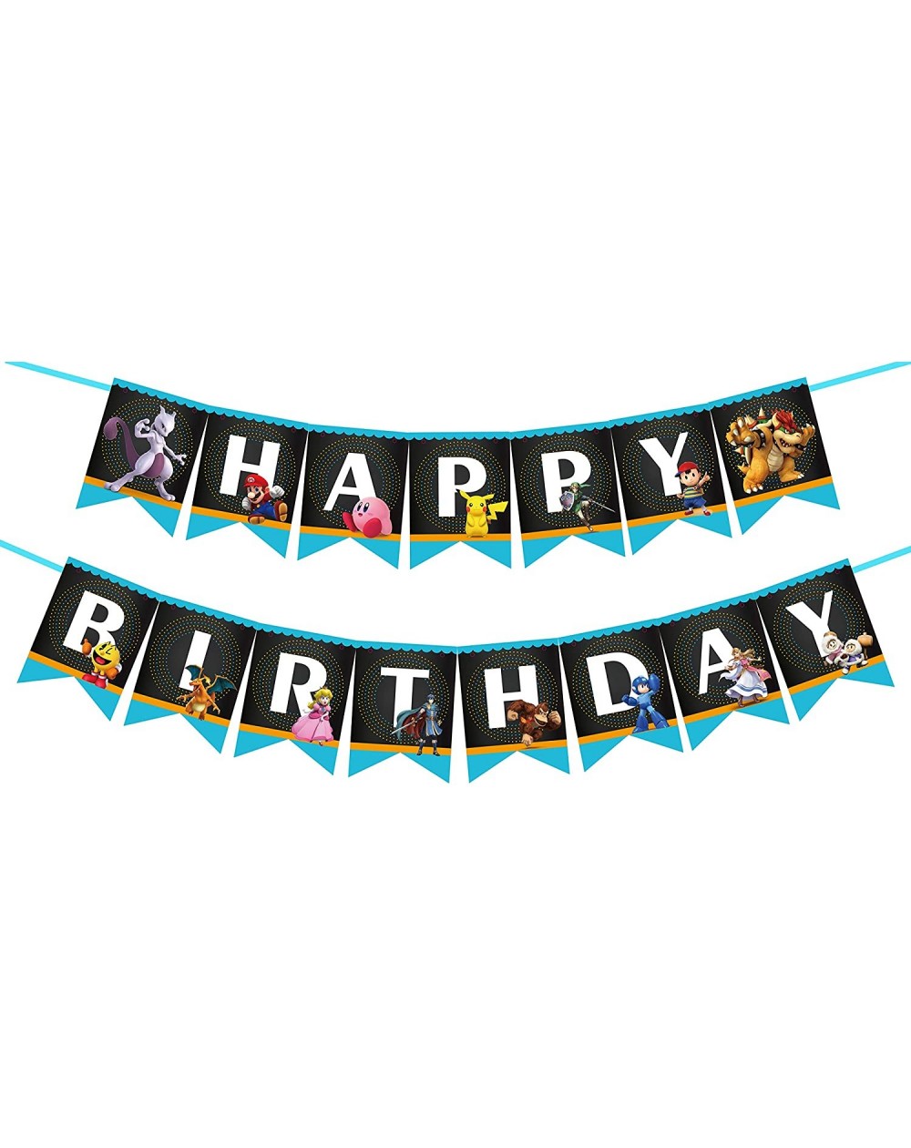Banners Super Smash Brothers Happy Birthday Banner- Game Birthday Banner for Gamer's Super Mario Theme Party Supplies. - CZ18...