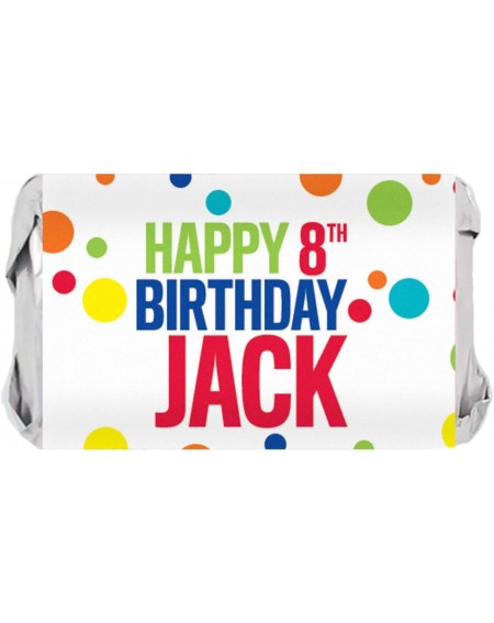 Favors Personalized Multi-Color Happy Birthday Mini Candy Bar Wrappers - 45 Stickers - CD199Q74AMK $15.57