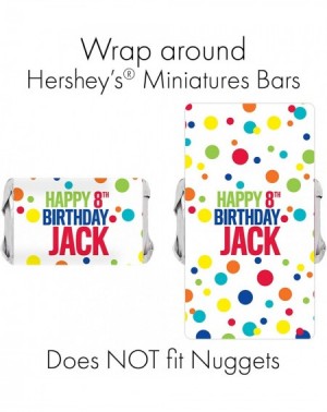 Favors Personalized Multi-Color Happy Birthday Mini Candy Bar Wrappers - 45 Stickers - CD199Q74AMK $15.57