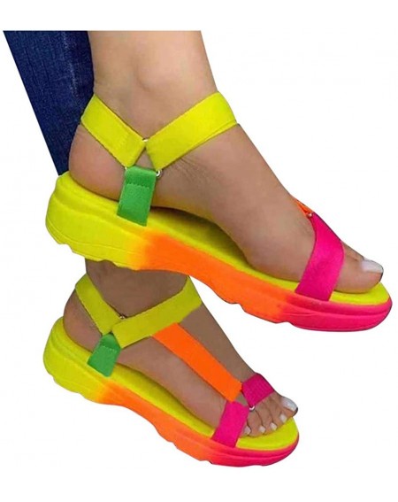 Banners Sandals for Women Wide Width-Open Toe Crystal Ankle Strap Platform Casual Summer Espadrilles Flatform Wedge Sandals -...