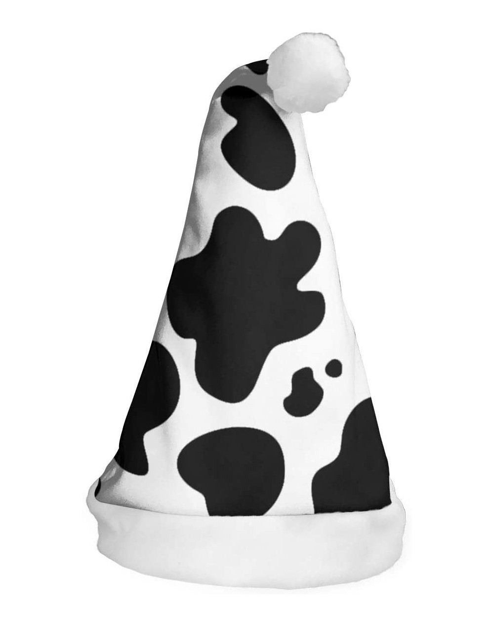 Hats Cow Print Christmas Hats Santa Hat Naughty Festive Holiday Hat Xmas Costume for Adults Kids Celebrations - White - CD18L...