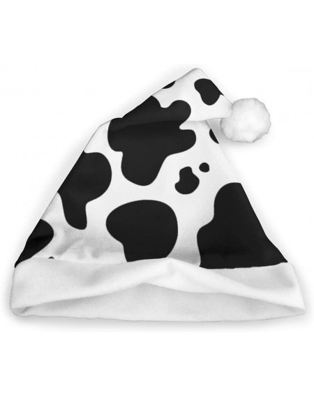 Hats Cow Print Christmas Hats Santa Hat Naughty Festive Holiday Hat Xmas Costume for Adults Kids Celebrations - White - CD18L...