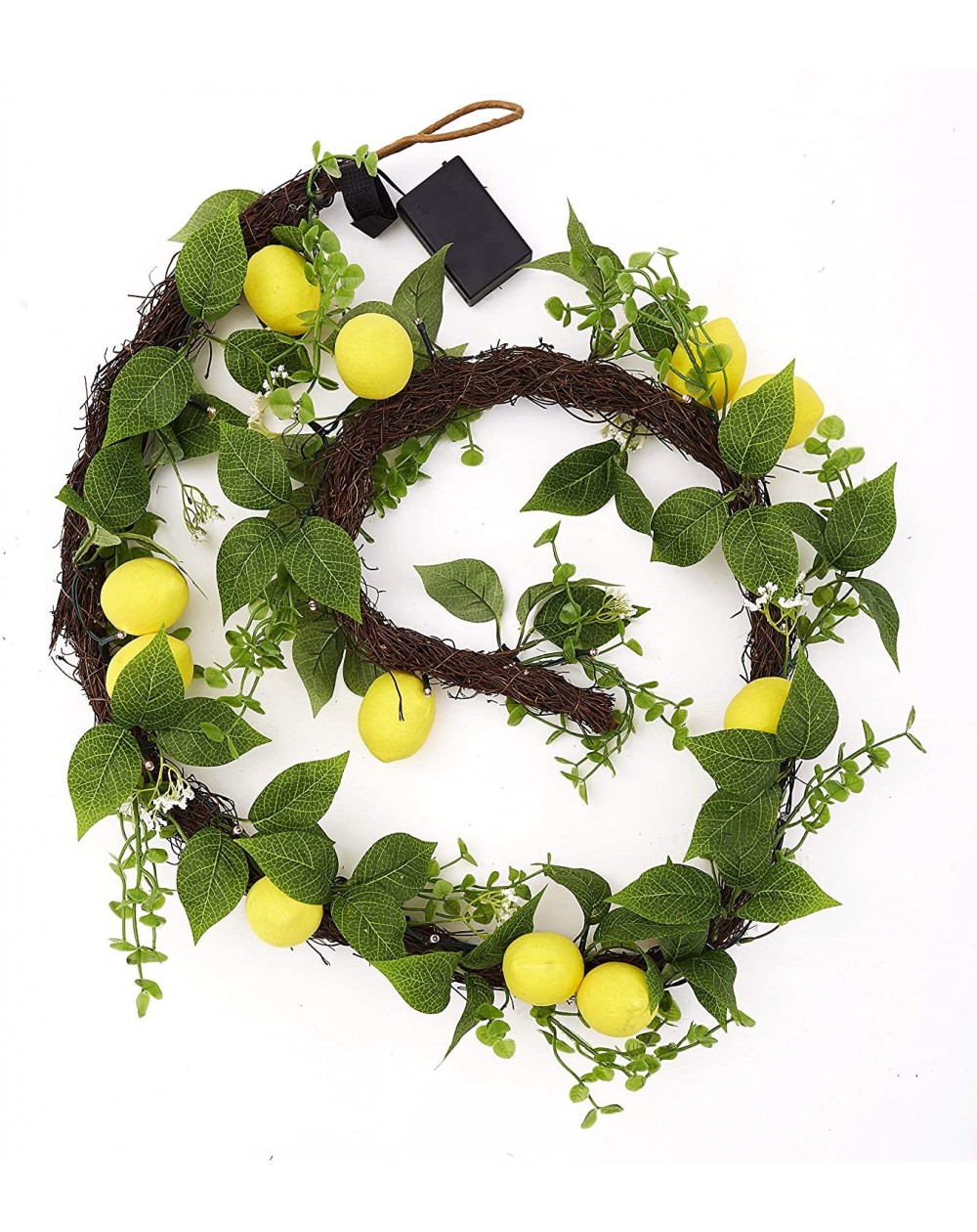 Garlands Farm Fresh Lemon Lighted LED Garland with Faux Foliage - Hanging Wall Decor - C1197CLY09W $48.36