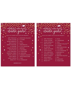 Favors Burgundy Maroon and Gold Glittering Graduation Party Collection- Celebrity Name Game Cards- 20-Pack- Games Activities ...