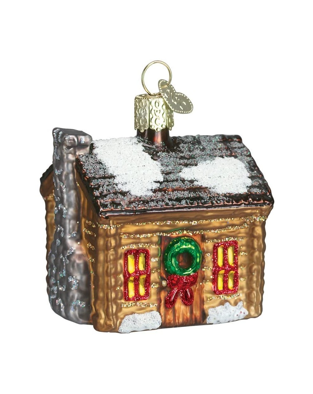 Ornaments Christmas Glass Blown Ornament with S-Hook and Gift Box- House Collection (Log Cabin) - Log Cabin - C518EZY93N3 $16.70